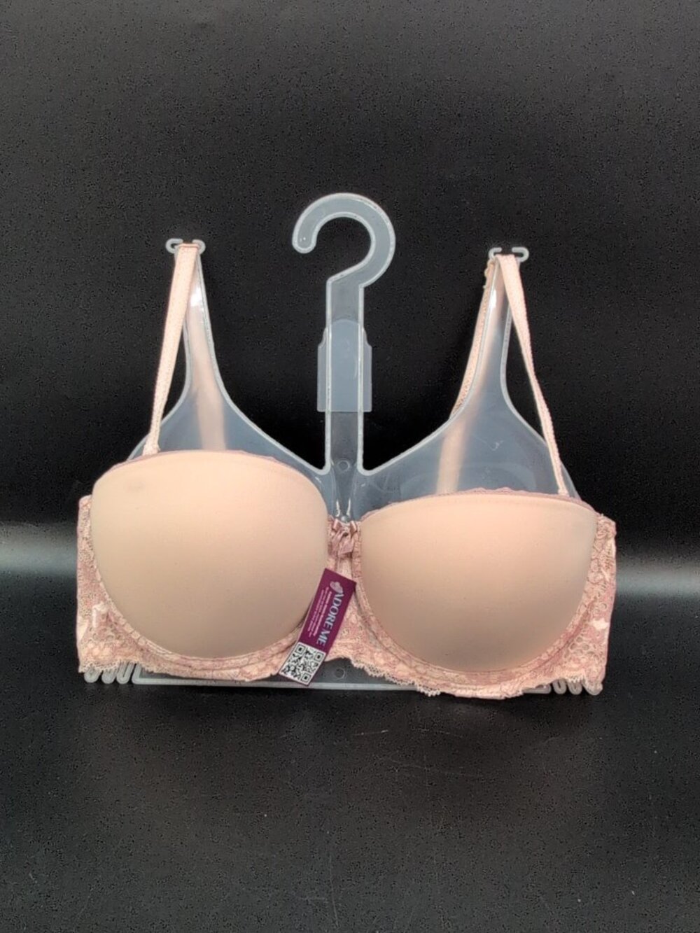 Adore Me Lace Trim Strapless Bra 32C Beige NWT